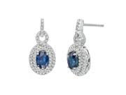 10K White Gold Blue Sapphire and Diamond Oval Earrings .45cttw I J I2 I3