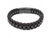 Metro Jewelry Stainless Steel And Leather Bracelet