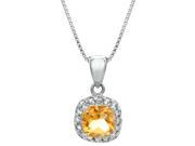 1.10 Ct Cushion Natural Yellow Citrine Sterling Silver Pendant 18 Chain