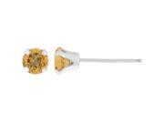 .80 CT Round 5MM Natural Yellow Citrine 14K White Gold Stud Earrings