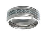 Metro Jewelry Stainless Steel Ring Silver Carbon Fiber Inlay