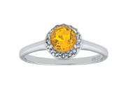 .70 Ct Round Natural Yellow Citrine White Topaz 925 Sterling Silver Ring Sz 5