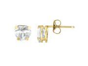 1.90 CT Heart 6MM Natural White Topaz in 10K Yellow Gold Stud Earrings