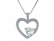 2.70 Ct Heart Natural White Topaz and Diamond 925 Sterling Silver Pendant
