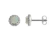 .68 CT Round 5MM White Opal and White Topaz Sterling Silver Stud Earrings