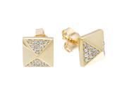Metro Jewelry 10K Yellow Gold Pyramid Earrings with 0.15 Cttw Diamonds