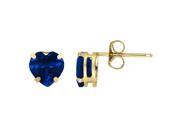 1.9 CT Heart 6MM Simulated Blue Sapphire 10K Yellow Gold Stud Earrings