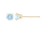 .50 CT Round 4MM Natural Blue Aquamarine 14K Yellow Gold Stud Earrings
