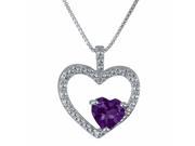 .60 Ct Heart Natural Purple Amethyst Diamond 925 Sterling Silver Pendant