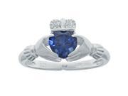 .97 Ct Heart Blue Sapphire and Diamond Accent 925 Sterling Silver Ring Size 5