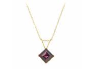 .70 CT Square 5MM Red Rhodalite Pendant 18 10K Yellow Gold Filled Chain