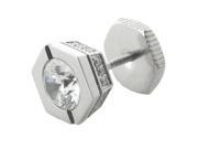 Metro Jewelry Stainless Steel Mano Stud Hexagon Earring CZ