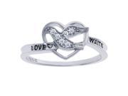 .06 cttw Diamond Heart Love Waits 925 Sterling Silver Ring Size 5