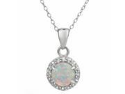 .50 CT Round 6MM White Opal and White Topaz Sterling Silver Pendant
