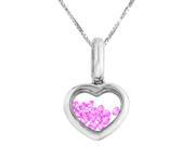12 MM Heart Pendant Filled with White Crystals in 925 Sterling Silver