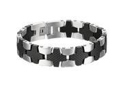 Metro Jewelry Stainless Steel Textured Bracelet Black Ip Plating