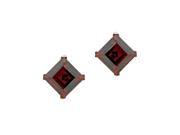.80 CT Square 4MM Natural Red Garnet 10K Yellow Gold Stud Earrings