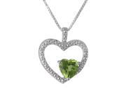 4.05 Ct Heart Natural Green Peridot Diamond 925 Sterling Silver Pendant