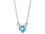1.00 Ct Round Natural Blue Topaz Sterling Silver Heart Pendant 18 Chain
