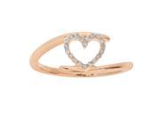 Metro Jewelry 10K Pink Gold Heart Bypass Ring with 0.10 Cttw Diamonds Size 5