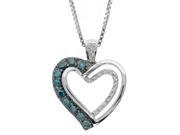 3 8 cttw Blue and White Diamond Heart 925 Sterling Silver Pendant