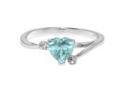 .61 Ct Heart Sky Blue Aquamarine White Topaz 925 Sterling Silver Ring Size 5
