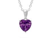 .70 CT Heart 6MM Purple Amethyst and White Topaz Sterling Silver Pendant