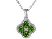 1.08 Ct Round Green Emerald Sterling Silver Flower Pendant 18 Chain