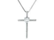 .20 Ct Heart White Topaz Diamond Sterling Silver Cross Pendant 18 Chain