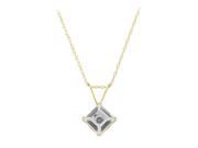.80 CT Square 5MM White Topaz Pendant 18 10K Yellow Gold Filled Chain