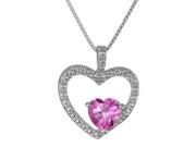 5.40 Ct Heart Pink Sapphire and Diamond Accent 925 Sterling Silver Pendant