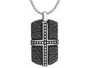 Metro Jewelry Hammered Texture Dog Tag Pendant Black IP Plating 24 Chain