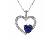 5.40 Ct Heart Blue Sapphire and Diamond Accent 925 Sterling Silver Pendant