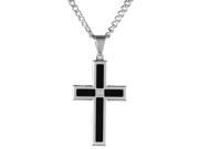 Metro Jewelry Stainless Steel Cross Pendant .02 CTTW Diamds 22 Cable Chain
