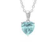 .61 CT Heart 6MM Blue Aquamarine and White Topaz Sterling Silver Pendant