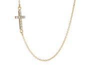 Metro Jewelry Stainless Steel Side Cross Pendant Necklace with Cubic Zirconium and Gold Ion Plating