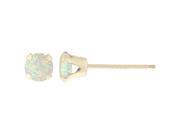 .32 CT Round 4MM Natural White Opal 14K Yellow Gold Women Stud Earrings