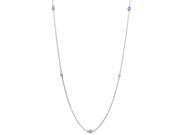 .50 CT Round 3MM Natural Purple Amethyst 925 Sterling Silver Necklace