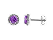 .80 CT Round 5MM Purple Amethyst and White Topaz Silver Stud Earrings