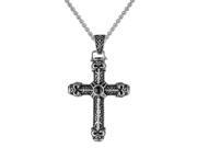 Metro Jewelry Stainless Steel Cross with Black Agate Black IP 22 Chain