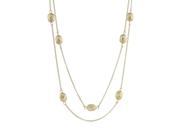 Gold Plated Brass Long Necklace Sterling Silver with Stations 44