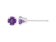 .40 CT Round 4MM Natural Purple Amethyst 14K White Gold Stud Earrings