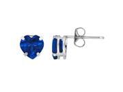 1.90 CT Heart 6MM Simulated Blue Sapphire Sterling Silver Stud Earrings