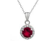 1.0 CT Round 6MM Red Ruby and White Topaz Sterling Silver Pendant