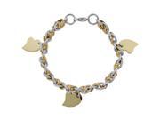 Metro Jewelry Stainless Steel Heart Charm Bracelet with Gold Ion Plating