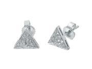 Metro Jewelry 10K White Gold Pyramid Earrings with 0.18 Cttw Diamonds