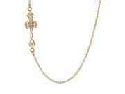 Metro Jewelry Stainless Steel 23.5 Side Cross Pendant Necklace with Gold Ion Plating