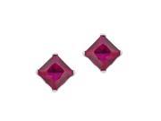 .70 CT Square 4MM Simulated Red Ruby 10K Yellow Gold Stud Earrings