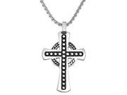 Metro Jewelry Stainless Steel Cross Pendant Black Ip 24 Round Box Chain