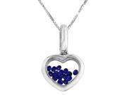12 MM Heart Pendant Filled with Blue Crystals in 925 Sterling Silver